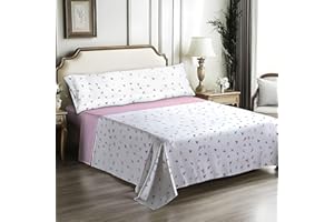 IN NICE Juego de Sabanas 3 Piezas 105x200 - Poliéster Microfibra - Sábana Bajera, Sábana Plana y 1 Funda de Almohada(Cama 105, BARBATE Rosa)