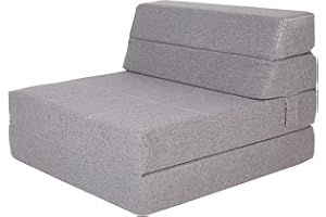 BBLOSSOM SAPPHIRE Tri-Fold Foam Mattress - The Perfect 12cm Futon Z Bed & Sofa chair for Guests and More! (Single Grey) with 100% Foam Filling