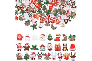 TYXHXTF 100 Pcs Mini Adornos de Navidad Figuras Pequeñas de Resina para Manualidades Navidad Decoración para DIY Celular Regalo Artesanía (Aleatorio)