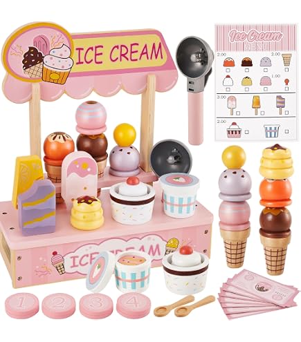 NIDONE Juego De Helados De 7 Piezas Desmontable | Conos Y Cupcakes De PP | Juguete Interactivo Y Lavable | Ideal Para Playa Y Jardín