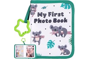 Amosfun Baby First Photo Album, Soft Cloth Toddler Photo Album, Cartoon Koala Picture Book for Kids, Memory Picture Book Keepsake - 17 Sheet