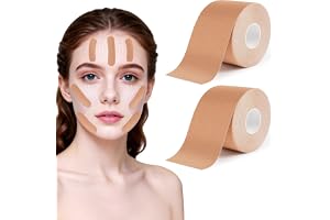BUTBU 2 stycken ansiktslyftningstejp, 5 cm x 5 m, myofascialt ansikts-åtstramningsband, antirynkfläckar, veckade veck, plåster, hög elastisk Kinesiology Facial panna, ögonläppar rynkellappar, unisex