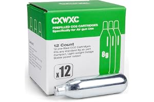 CXWXC CO2-kapslar 8 g/12 g – högrengjorda CO2-kapslar (99,9 %), stålhölje, oljefritt och läckagefritt, gängfritt klicklås – f