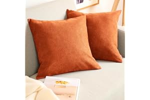 Blumtal Federe Cuscini Divano in Ciniglia, Copricuscini Divano, Federe Cuscino Divano, 2 Pezzi, 45 x 45cm, Arancione
