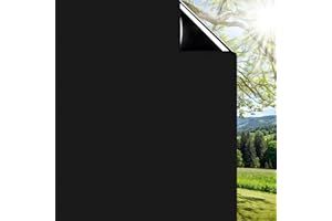 DIFIT Fensterfolie Blickdicht Schwarz Verdunkelungsfolie Fenster Sichtschutzfolie Sichtschutz Selbstklebend Dunkel Lichtundurchlässige Folie Abdunklungsfolie Anti-UV 30 x 200cm