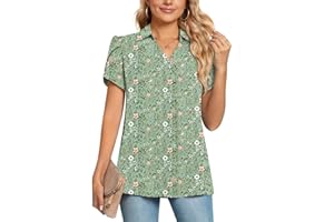 POPYOUNG Chiffon Blouse Business Tunic Petal Short Sleeve Office Shirts