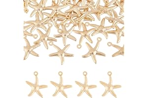 DICOSMETIC 40/60/120pcs Breloques Étoile de Mer Pendentifs en Acier Inoxydable Breloques d'animaux Breloques Océan Animal Petits Plage Pendentifs Charme en Or et Argent pour la Fabrication Bijoux
