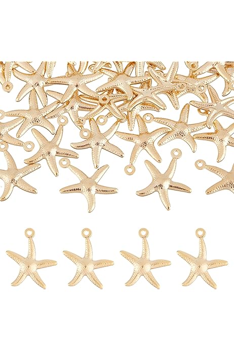 Kit 54 Ciondoli Mare In Oro Stile - Tartarughe, Stelle Marine, Sirene Per Gioielli Fai Da Te, Con Scatola Di Plastica - Foto 7