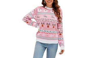 LUBOT Christmas Jumper and Cardigan for Women Ladies, 2025 New Xas Funny Ugly Sweaters Top Pullover, Long Sleeve Crewneck Washable Holiday Knitted Sweatshirt for Girl, S-XXL