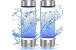 JOYYKO 420ML Hydrogen Water Bottle,Portable Hydrogen Water Lonizer Machine,Hydrogen Rich Water Cup PEM Technology,Portable USB Rechargeable Water Glass Health Cup for Home Travel+Gift Box (Silver 2PC)
