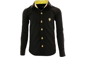 GILLSONZ A4vDa Kinder Party Hemd Freizeit Hemd bügelleicht Lange Arm mit 9 Farben Gr.86-158