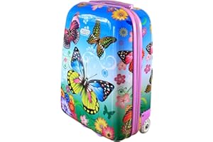 KARRY Kinderkoffer Reisekoffer Trolley Hartschalen Koffer Handgepäck Mädchen LED Skater Rollen Schmetterling Butterfly 819