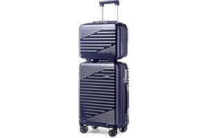 Sea choice Kofferset 2 Teilig Handgepäck 55cm Reisekoffer Kosmetikkoffer Hartschalenkoffer PC Bordgepäck mit 4 Rollen und TSA Schloss 38L