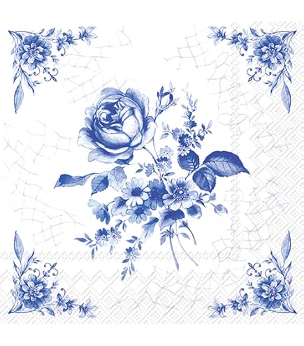 Serviettes De Table Fleurs Vintage - Lot De 20, 33x33cm, 3 Couches, Biodégradables, Pour Décoration