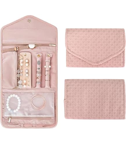 Lidxfeo Pochette Bijoux Voyage Rouleau Velours - Organisateur Colliers Bracelets Boucles D'Oreilles