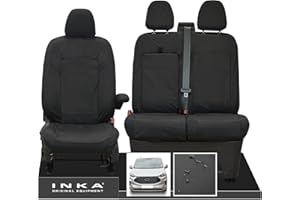 Inka Fits The All New Ford Transit Custom Tailored Waterproof Seat Covers Set, Black, MY-2024 Onwards