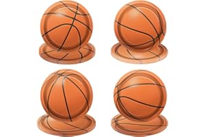 PTECDROTS 40 piatti da basket – tra cui decorazioni per feste di compleanno da 22,9 cm, piatti piani usa e getta per bambini, fan di basket, eventi sportivi, forniture per feste