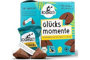 ‎KOAWACH koawach Glückskekse Glücksmomente Schokolade Vegan – Schokokeks einzeln verpackte Kekse – Nachhaltig, Bio & Fairtrade – Guarna Kekse mit Koffein