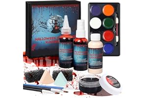 AWEKER Halloween kunstblut Set, Halloween schminke, 60ml Kunstblut Dunke, 58ml Künstliches Frisches Blut,30g Kunstblut Gel,Flüssigkeit Latex ,für halloweenVampir Zombie MaskeradeKarnevals Make up