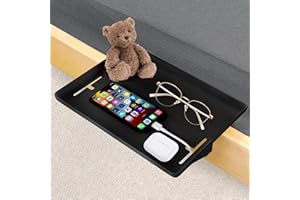 Kongming Stolik nocny, półka dla łóżko, z zaciskiem, wiszący na łóżko piętrowe, organizer do pokoju, do zawieszenia, z otworami na przewody, do akademika i pokoju dziecięcego (czarny)