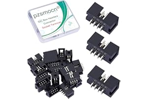 Pzsmocn 20 Pièces IDC 2 * 4 Double Rangée 8 Broches Connecteur Tête Boîte Bornes Prise Mâles Pas 2,54 mm, JTAG ISP 8 Broches Fiche Droite Câble Adaptateur Bornes Prise Pour Projets électroniques PCB.