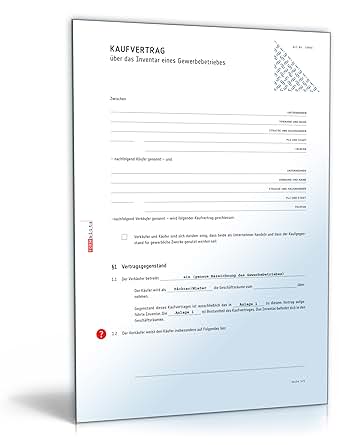 Kaufvertrag Inventar Gewerbebetrieb Download: Amazon.de ...