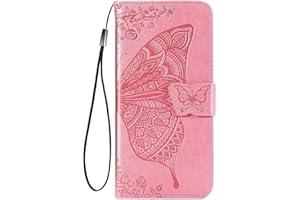 TEYYOS Funda Folio con Mariposa para el Xiaomi Redmi 12, Carcasa PU/TPU Cuero Billetera con Efectivo y Tarjetas Ranuras, Leather Case Cover Estuche - Rosado
