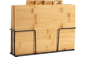 KARL HAUSMANN Set Taglieri da Cucina in Legno di Bambu - 4 Pezzi Tagliere in Legno - Tagliere da Cucina 28x20 cm - Resistenti, Facili da Pulire e Delicati sulle Lame - Tagliere di Bamboo Naturale
