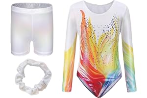 Happy Cherry Body da Ginnastica da Bambina Ragazze 5-14 Anni Leotards da Danza Classica Bodysuit Artistica Senza Maniche Balletto Lucido Costume da Ballo Girocollo