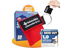 ‎SCHUTZBLICK Schutzblick® Beatmungsmaske erste Hilfe - 30er Set erste Hilfe Beatmungsmaske - Beatmungsmaske Schlüsselanhänger - Mund zu Mund Beatmung Schutz - Beatmungstuch Schlüsselanhänger