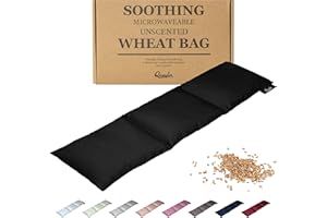 ‎QOMFOR Körnerkissen - Wärmekissen Mikrowelle aus Baumwolle 46 x 12 cm - Weizen gefüllt - Weiches Dinkelkissen zur Schmerzlinderung Rücken, Nacken und Schulter - Tolles Geschenk - Schwarz