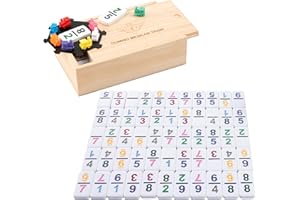 Engelhart - 250126 - Domino Mexicain Train - Nombres - Double 9, Petit modele Premium - Jeu de Société Familial - Chiffres - 55 Dominos 8 mm + 8 Trains - 2 à 4 Joueurs - + 3 Ans