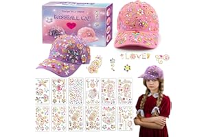 Probuk 2PCS Fai Da Te Cappellino da Baseball, Kit Berretto da Baseball Fai da te, Cappello Baseball Bambino con Gemma Stickers, Regalo Bambina 5 6 7 8 9 10 Anni, Regalo Ragazza Cappello Baseball