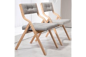 Villeston Klappstühle mit Polster, Holzgepolsterte Klappstühle 2er Pack, Tragbarer und Bereits montierter Klapp-Essstuhl für Gäste, Küche, Büro, Hochzeit und Party