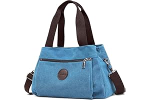 DEEVORCA Moda Bolso De Hombro Mujer Casual Viajar Bolsa De Mensajero Multifuncional Señoras Bolso Bandolera Trabajo Compras Bolsillo Múltiple Grande Lienzo Ligero Bolsos De Mano Azul