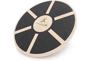 ProsourceFit Wooden Balance Board Non-Slip Wobble Core Trainer 15.75in (39.5cm) Diameter with 360 Rotation for Stability Training, Full Body Exercises, Physical Therapy
