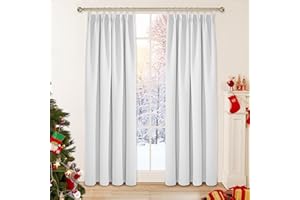 Deconovo Cortinas Navideñas Opacas de Dormitorio Moderno Suave para Ventanas de Habitacion Juvenil con Doradillas 2 Piezas 107 x 242 cm Gris Perla