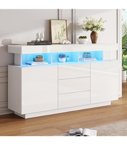 Produktbild von Sweko Kommode Hochglanz Sdeboard Aufbewahrungsschrank (mt 2 Türen