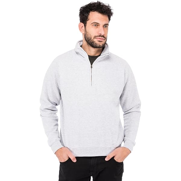 Fruit Of The Loom Men’s Premium Zip-Neck Sweatshirt – 70/30 Blend, Regular Fit (White, Size S)