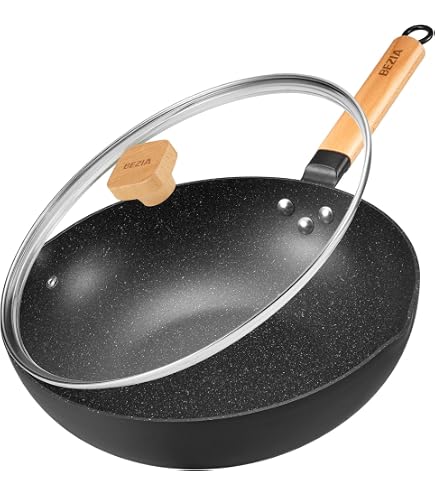 Wok Induction 30 Cm Anti-adhésif Greblon C2 - Fonte D'aluminium épaisse - Poignée SoftTouch - Fabriqué En Allemagne
