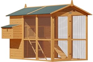 Cadoca® Hühnerstall 2stöckig 191x151x148cm Lauframpen Garten Hasenkäfig Kleintiergehege Kaninchenstall Nagergehege Hasenstall Huhn Hase Holz Braun