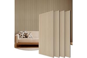 TONOR 4 Pack Paneles Acústicos de Chapa de Madera, 120 x 60 x 1 cm, Panel para Pared, Aislante Acustico Decorativa en 3D, Espuma Insonorizantes para el Salón, el Despacho, la Encimera, Roble