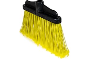 EASY PEASY MATE Cabezal de escoba de jardín de 9 pulgadas con escoba de cerdas duras para exteriores, cepillo de cerdas amarillas para interiores para el hogar, garaje, oficina, cocina, cepillo de jardín al aire