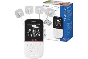 Beurer EM 56 Digital TENS/EMS, 3-i-1-stimulationsapparat för läkemedelsfri smärtlindring genom elektrisk nervstimulering, muskelträning, massagefunktion, 22 program, inkl. 4 elektroder