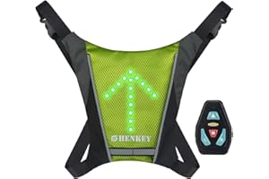 shenkey Chaleco de señal de Giro LED, Chaleco Reflectante LED con indicador de dirección: Control Remoto, Luces de Giro, USB Recargable, fácil instalación para Ciclismo Luz de Advertencia