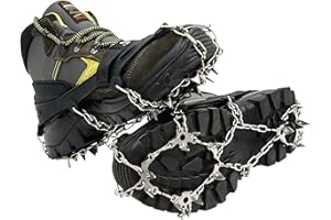 Fakiku Ramponi Per Scarponi 19 PUNTE ACCIAIO - Ramponcini da Neve per Strade Ghiacciate Sentieri Innevati - Ramponi da Ghiaccio Per Scarpe Trekking Uomo Donna