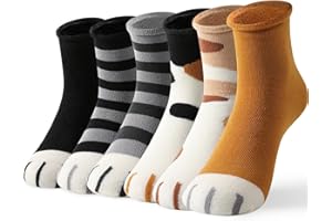 MOCOCITO Calcetines Mujer, 6 Pares Calcetines de Gato Mujer Invierno, Calcetines Térmicos de Algodón Divertidos Adorable Regalos Originales