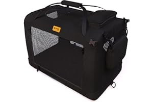 PetProved Hundebox Auto Hundetransportbox Transportbox Hund Hundebox Faltbar für Zuhause Faltbare Hundebox Hundetransportbox Auto Rückbank Transportbox Kleine Hunde Katze, M bis 11kg 60 x 42 x 42 cm