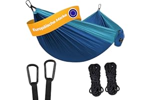 ‎GRASSMAN Hängematte Camping- Hängematte 2 Personen, Ultraleichte Outdoor Hängematte, Perfektes Camping Geschenke, Camping Hängematte Outdoor mit 2 Premium Baumgurten + 2 Karabiner
