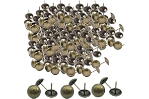 ZNGOU 100PCS Upholstery Tacks - Bronze & Brass Decorative Furniture Nails - Round Head Tacks - For Wood, Sofa, Chair, Bed